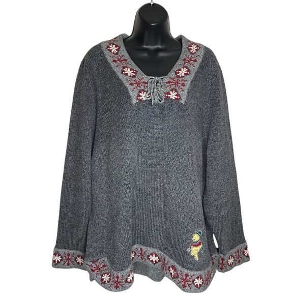 Vtg Winnie The Pooh Sweater Womens XXL 2XL Nordic Wool Blend Disney Store 90s - Picture 1 of 15